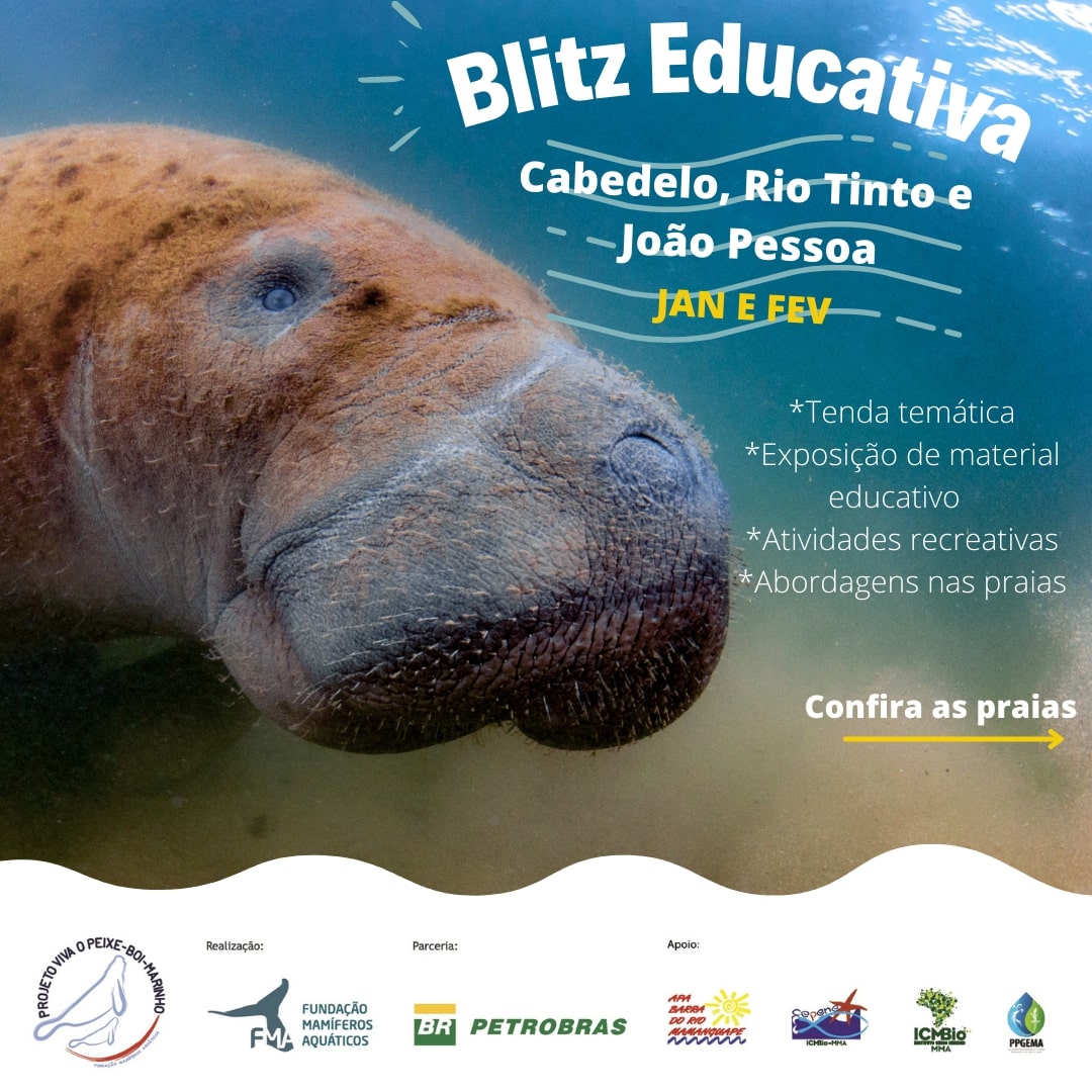 Praias da Paraíba recebem blitz educativas do Projeto Viva o Peixe-Boi-Marinho